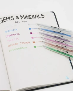 Cognitive Surplus Gems & Minerals Metallic Gel Pens (Pack of 6)* Black Paper Notebooks | Pens