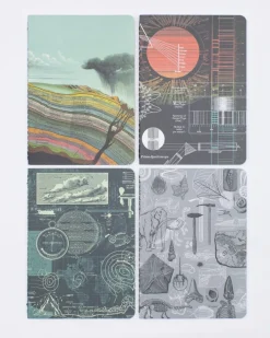 Cognitive Surplus Natural History Pocket Notebooks Set of 4 | Geology Gift* The Research | Physics