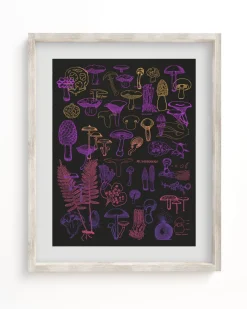 Cognitive Surplus Neon Fungi Scientific Illustration Museum Print* Wall Art | Kitchen Science
