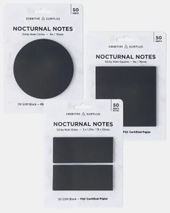 Cognitive Surplus Nocturnal Notes - Sticky Pad | * Black Paper Notebooks | Notepads