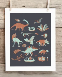 Cognitive Surplus Retro Dinosaurs Museum Print* Wall Art | Paleontology