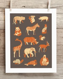 Cognitive Surplus Retro Mammals Museum Print* Wall Art | Veterinary Science