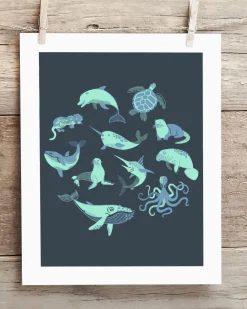 Cognitive Surplus Retro Marine Life Museum Print* Wall Art | Marine Biology