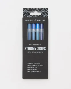 Cognitive Surplus Stormy Skies Metallic Gel Pens (Pack of 6)* Black Paper Notebooks | Pens