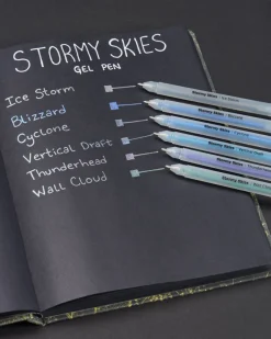 Cognitive Surplus Stormy Skies Metallic Gel Pens (Pack of 6)* Black Paper Notebooks | Pens