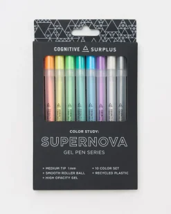 Cognitive Surplus Supernova Gel Pens (Pack of 10)* Black Paper Notebooks | Pens