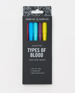 Cognitive Surplus Types of Blood Fineliner Pens (Pack of 6)* Pens | Medicine