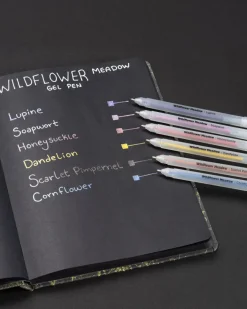 Cognitive Surplus Wildflower Meadow Metallic Gel Pens (Pack of 6)* Black Paper Notebooks | Pens