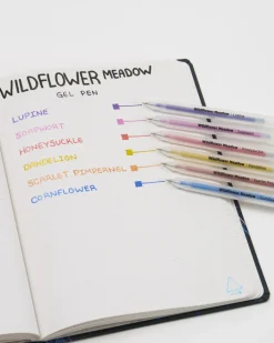 Cognitive Surplus Wildflower Meadow Metallic Gel Pens (Pack of 6)* Black Paper Notebooks | Pens